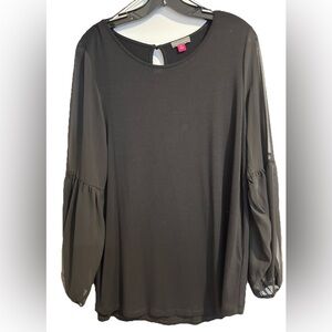 Vince Camuto Black Sheer Balloon Sleeve Blouse size M
